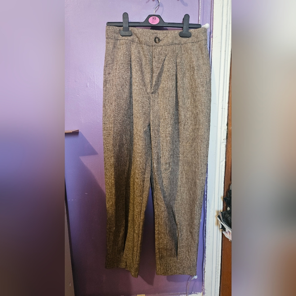 SHEIN Tan Ankle Cropped Dress Pants